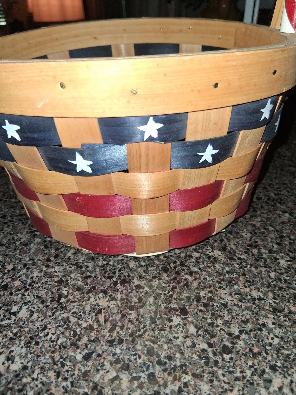 Handwoven Patriotic Red, White & Blue Wicker Basket